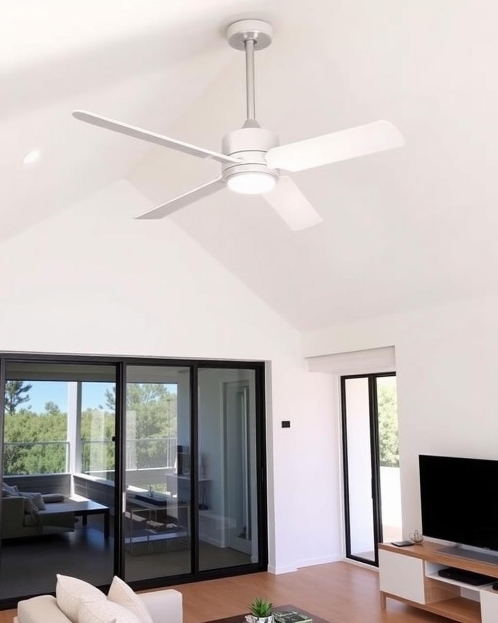 Modern ceiling fan installed in a Taranganba living room
